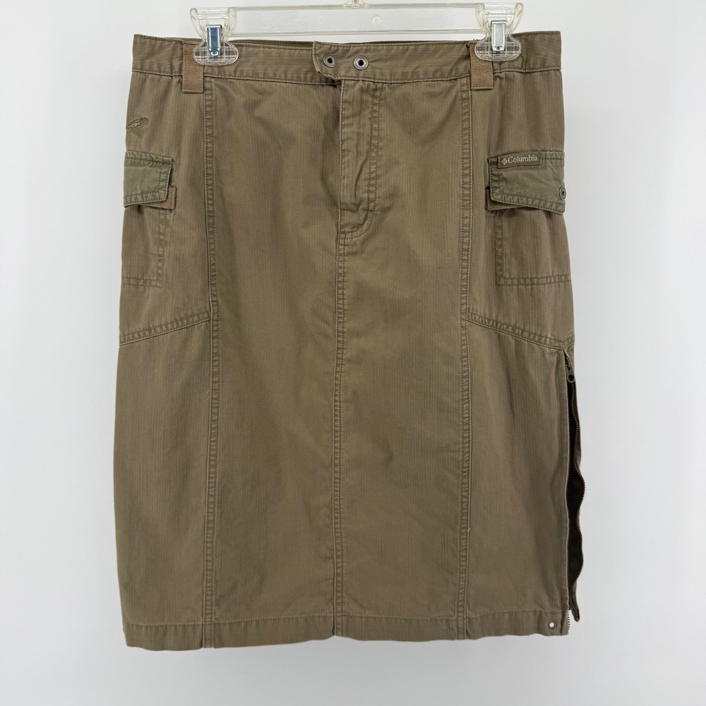 Columbia Sportswear Womens Cargo Skirt Olive Brown Utility Size 10 100% Cotton